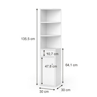 Vicco Scaffale d'angolo Bianco 30 x 135.5 cm con anta e cassetto