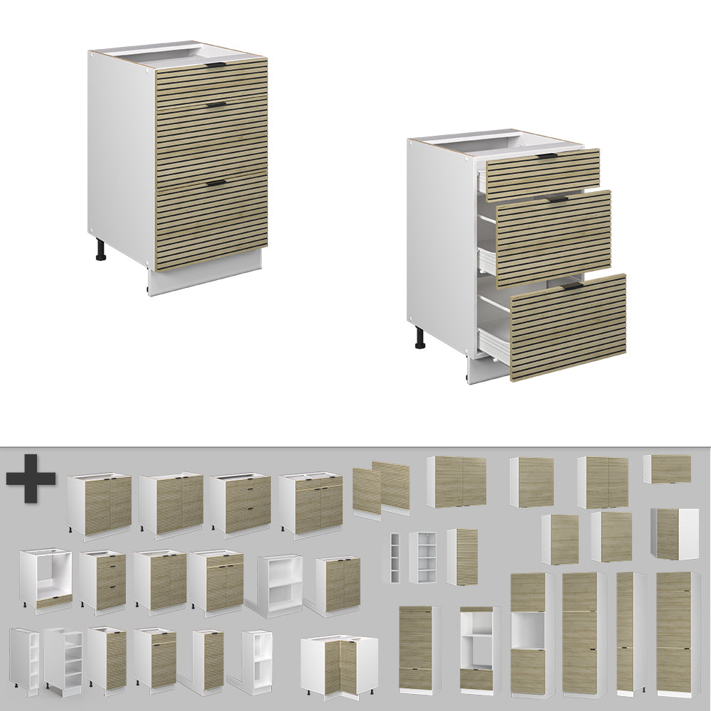 Vicco Mobiletto base per cucina Pannello in quercia 50 cm , PL Antracite