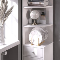 Vicco Scaffale d'angolo Bianco 30 x 135.5 cm con anta e cassetto