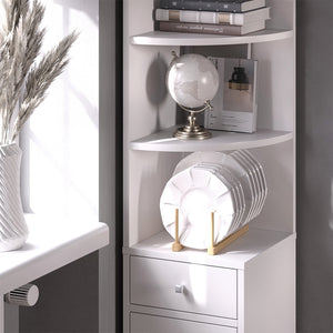 Vicco Scaffale d'angolo Bianco 30 x 135.5 cm con anta e cassetto