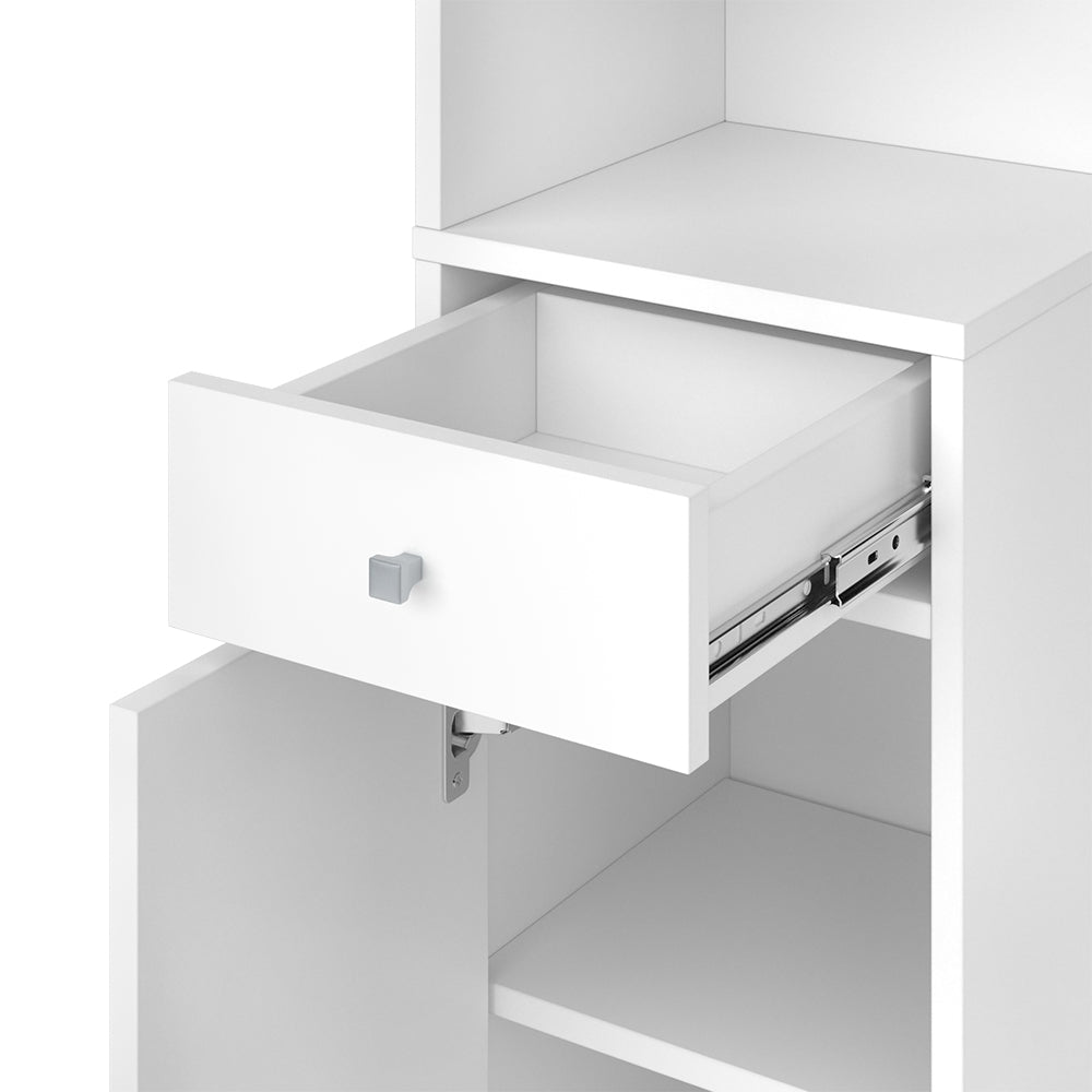 Vicco Scaffale d'angolo Bianco 30 x 135.5 cm con anta e cassetto