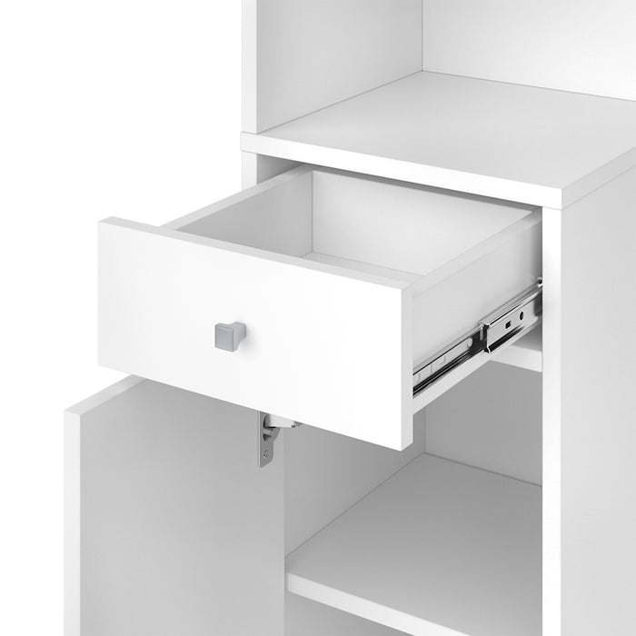 Vicco Scaffale d'angolo Bianco 30 x 135.5 cm con anta e cassetto