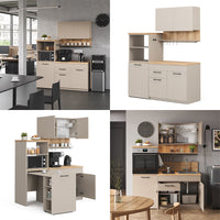 Vicco Cucina monoblocco Grigio 160 cm con tavolo allungabile