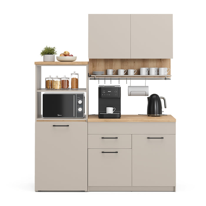 Vicco Cucina monoblocco Grigio 160 cm con tavolo allungabile con striscia LED