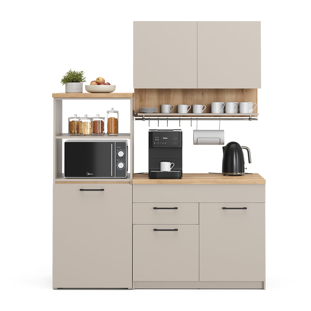 Vicco Cucina monoblocco Grigio 160 cm con tavolo allungabile