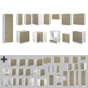 Vicco Cucina angolare completa Pannello di quercia/bianco 227 x 287 cm , PL Rovere