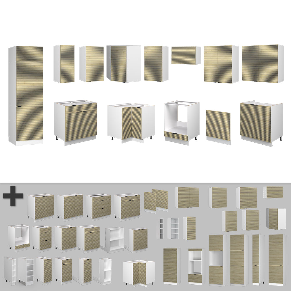 Vicco Cucina angolare completa Pannello di quercia/bianco 227 x 287 cm , PL Antracite