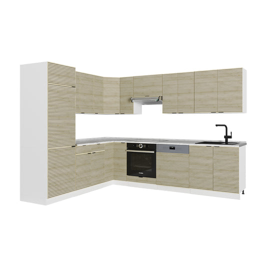 Vicco Cucina angolare completa Pannello di quercia/bianco 227 x 287 cm , PL Marmo