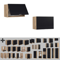 Vicco Pensile da cucina Nero a righe 60 cm Piatto