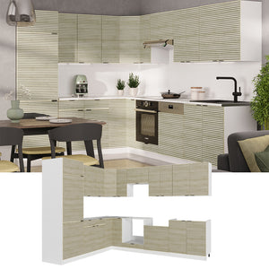 Vicco Cucina angolare completa Pannello di quercia/bianco 227 x 287 cm , PL Antracite