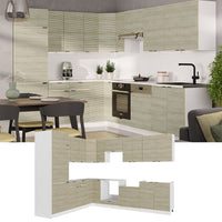 Vicco Cucina angolare completa Pannello di quercia/bianco 227 x 287 cm , PL Marmo