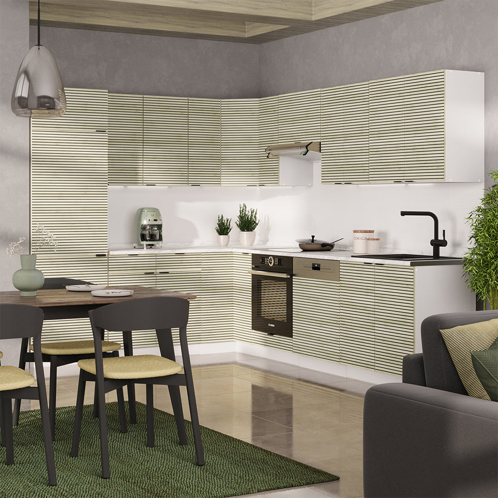 Vicco Cucina angolare completa Pannello di quercia/bianco 227 x 287 cm , PL Marmo