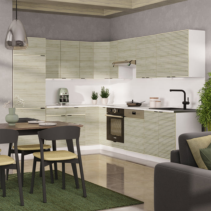 Vicco Cucina angolare completa Pannello di quercia/bianco 227 x 287 cm , PL Marmo