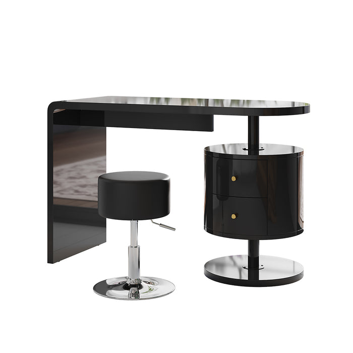 Vicco Tavolo da toeletta Nero lucido 120 cm con sgabello