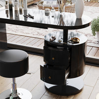 Vicco Tavolo da toeletta Nero lucido 120 cm con sgabello