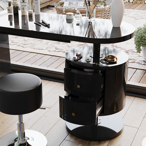 Vicco Tavolo da toeletta Nero lucido 120 cm con sgabello