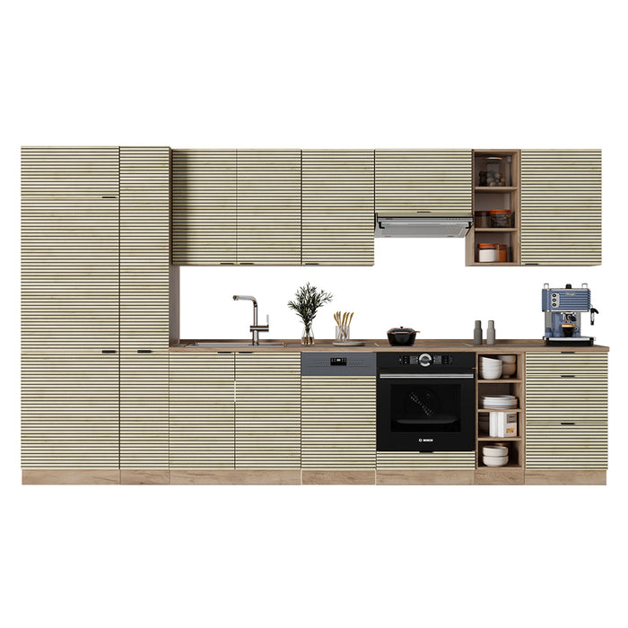 Vicco Cucina componibile Pannello in rovere/rovere goldkraft 355 cm senza piano di lavoro