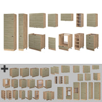 Vicco Cucina componibile Pannello in rovere/rovere goldkraft 355 cm , PL Marmo