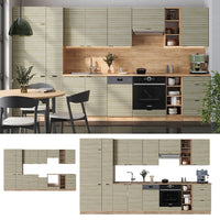 Vicco Cucina componibile Pannello in rovere/rovere goldkraft 355 cm , PL Marmo