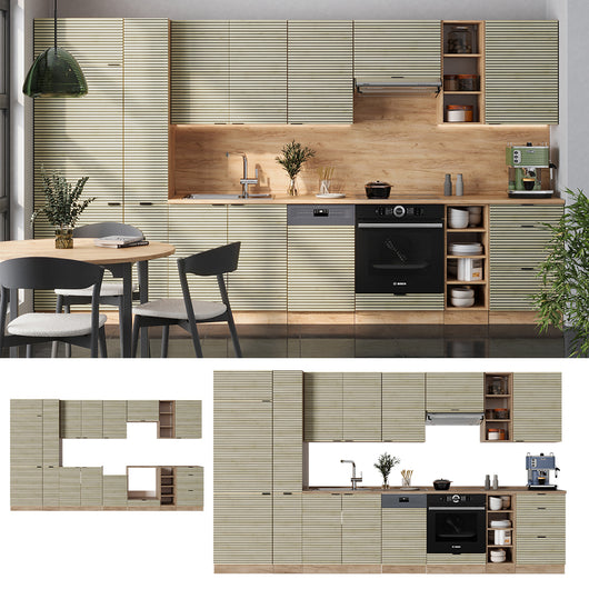 Vicco Cucina componibile Pannello in rovere/rovere goldkraft 355 cm , PL Antracite