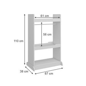 Vicco Armadio per bambini Bianco 67 x 110 cm con asta di sospensione in legno e pomelli