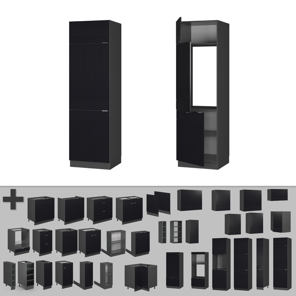 Vicco Armadio frigorifero Nero a righe 60 cm