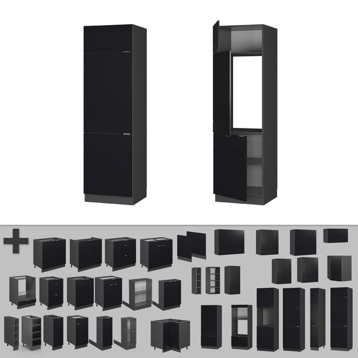 Vicco Armadio frigorifero Nero a righe 60 cm