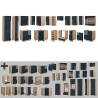 Vicco Cucina angolare completa Blu scuro lucido/rovere dorato 257 x 60 cm , PL Antracite