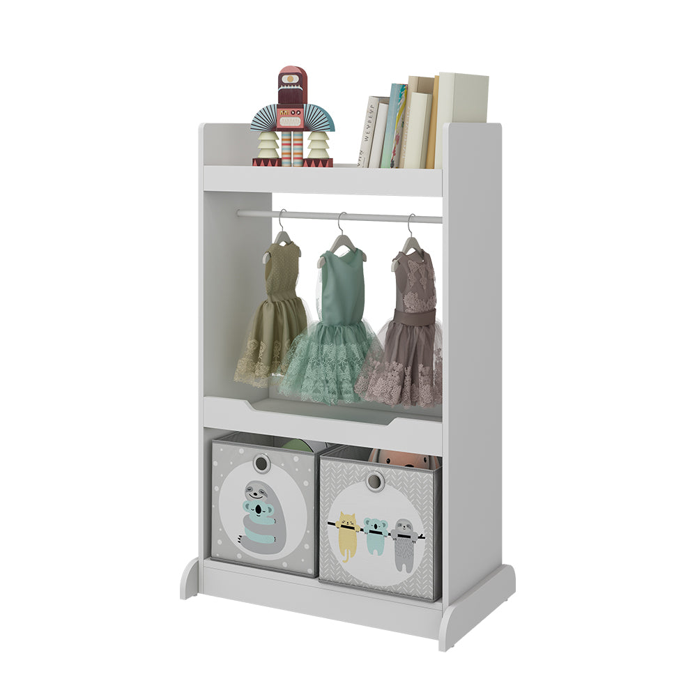 Vicco Armadio per bambini Bianco 67 x 110 cm con asta di sospensione in legno e pomelli