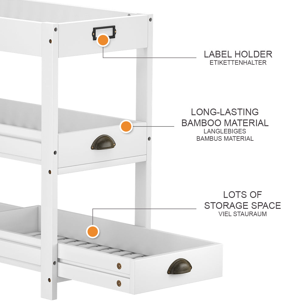 Vicco Scaffalatura di stoccaggio Bianco 33 x 66 cm con 3 ripiani