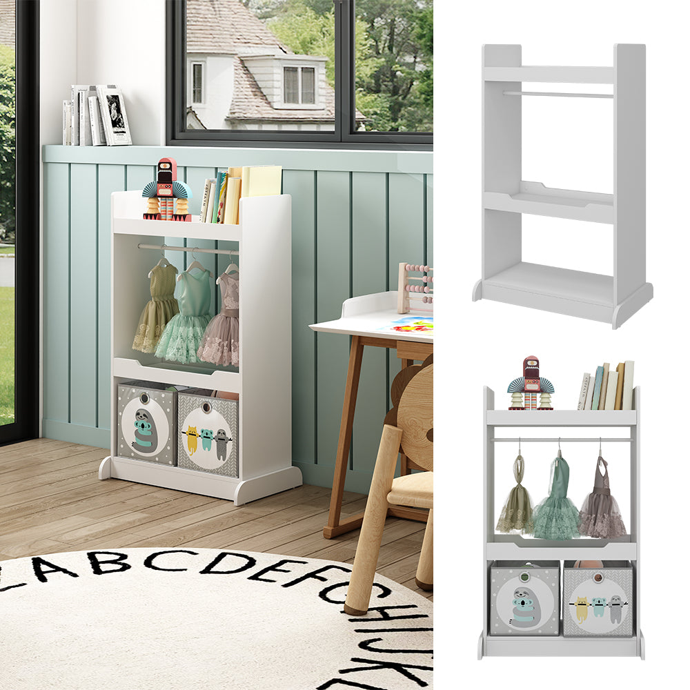 Vicco Armadio per bambini Bianco 67 x 110 cm con asta di sospensione in legno e pomelli