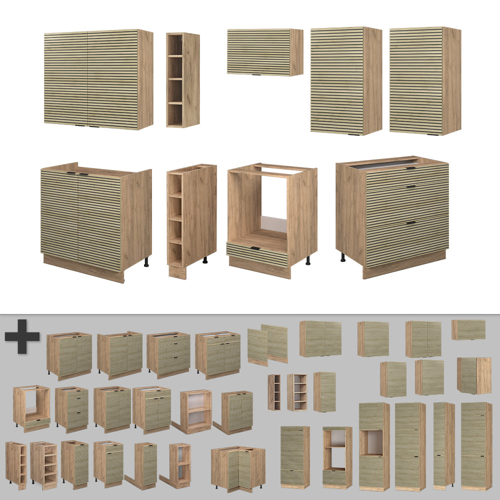 Vicco Cucina componibile Pannello in rovere/rovere goldkraft 235 cm , PL Marmo