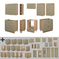 Vicco Cucina componibile Pannello in rovere/rovere goldkraft 235 cm , PL Marmo