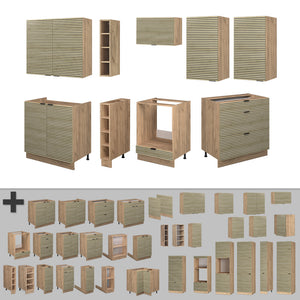 Vicco Cucina componibile Pannello in rovere/rovere goldkraft 235 cm , PL Marmo