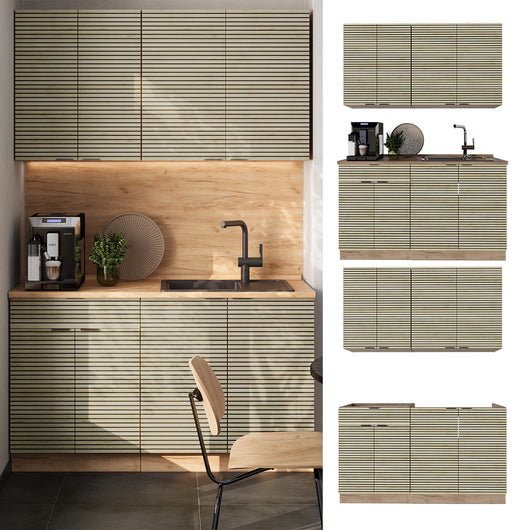 Vicco Cucina completa Pannello in rovere/rovere goldkraft 140 cm , PL Rovere