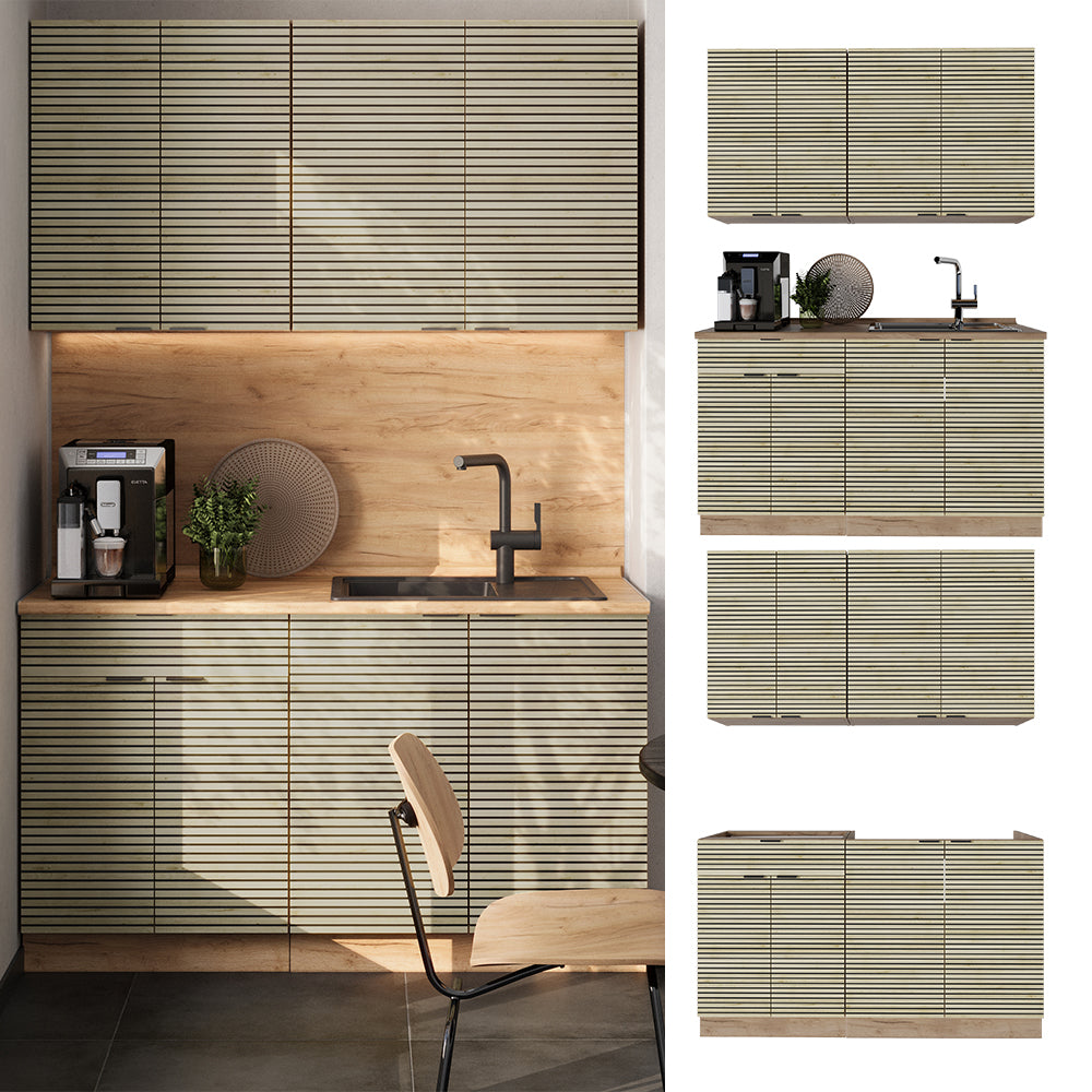 Vicco Cucina completa Pannello in rovere/rovere goldkraft 140 cm , PL Antracite