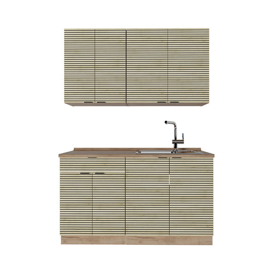 Vicco Cucina completa Pannello in rovere/rovere goldkraft 140 cm senza piano di lavoro