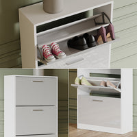 Vicco Scarpiera Bianco/bianco lucido 59 x 137 cm con 4 scomparti