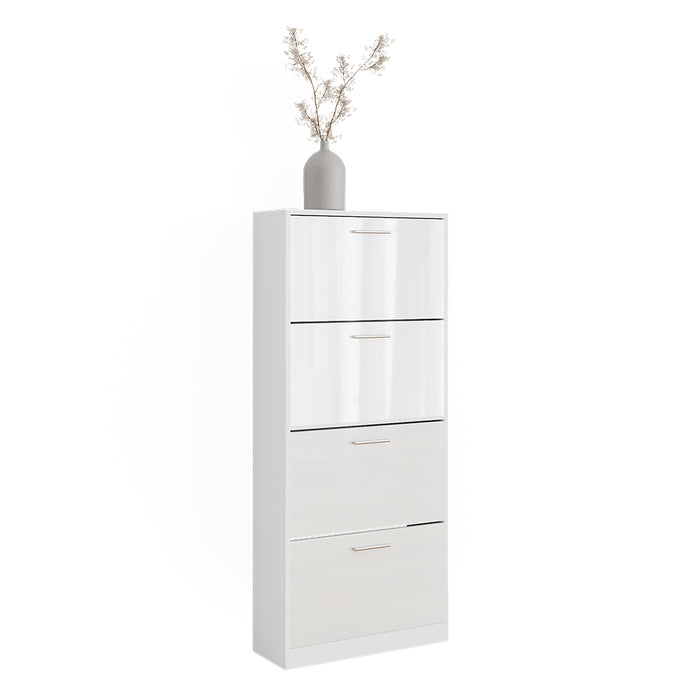 Vicco Scarpiera Bianco/bianco lucido 59 x 137 cm con 4 scomparti