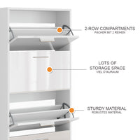 Vicco Scarpiera Bianco/bianco lucido 59 x 137 cm con 4 scomparti
