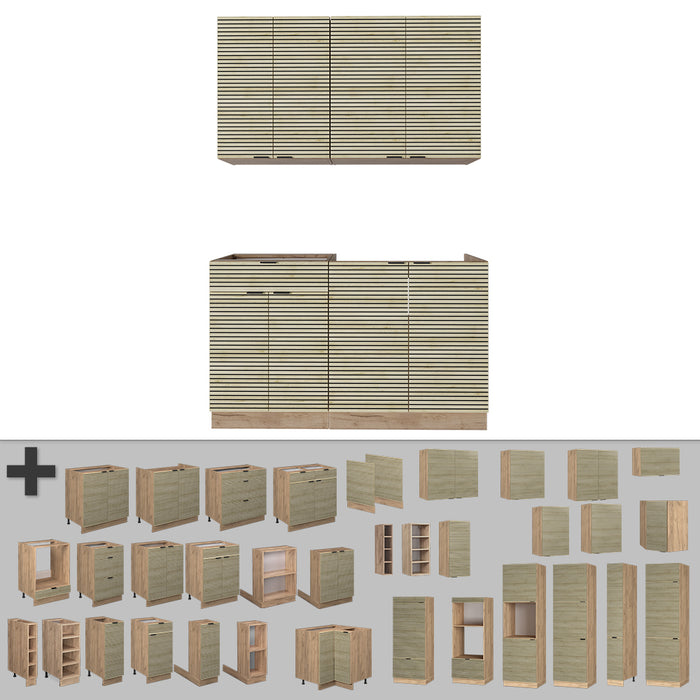 Vicco Cucina completa Pannello in rovere/rovere goldkraft 140 cm , PL Antracite