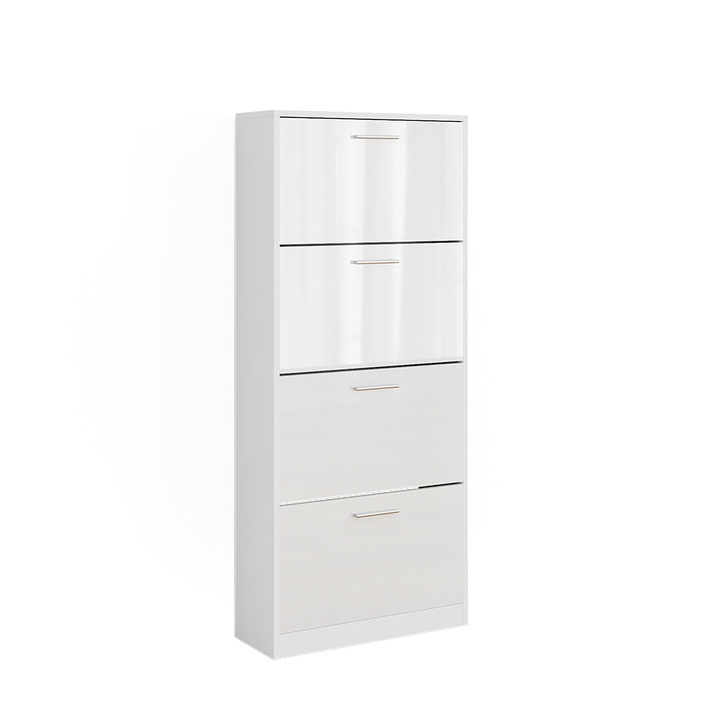 Vicco Scarpiera Bianco/bianco lucido 59 x 137 cm con 4 scomparti