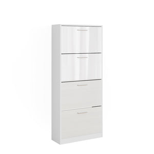 Vicco Scarpiera Bianco/bianco lucido 59 x 137 cm con 4 scomparti