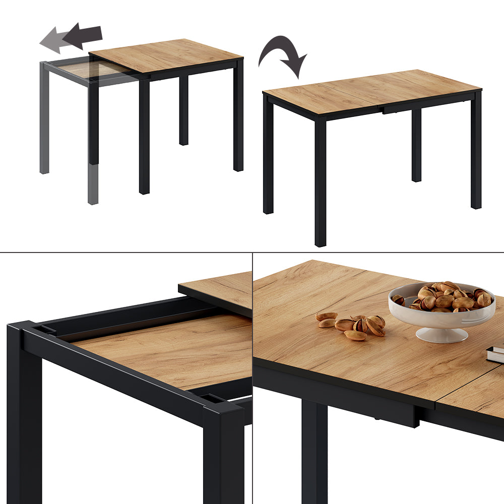 Vicco Tavolo da pranzo Rovere/antracite 120 x 70 cm Estensibile