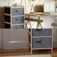 Vicco Mobile da bagno Grigio 34.5 x 86 cm con 4 cassetti in tessuto