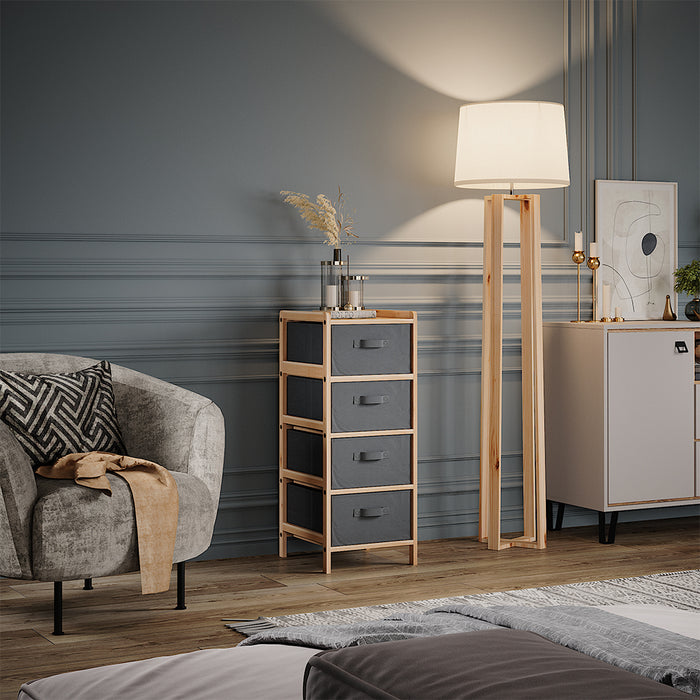 Vicco Mobile da bagno Grigio 34.5 x 86 cm con 4 cassetti in tessuto