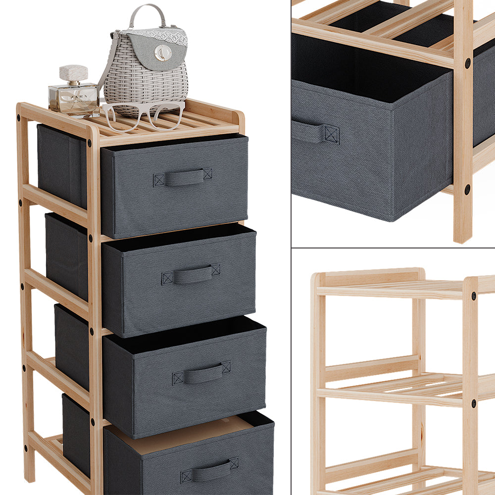 Vicco Mobile da bagno Grigio 34.5 x 86 cm con 4 cassetti in tessuto