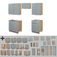 Vicco Cucina componibile Rovere blu-grigio chiaro/oro 200 cm , PL Antracite