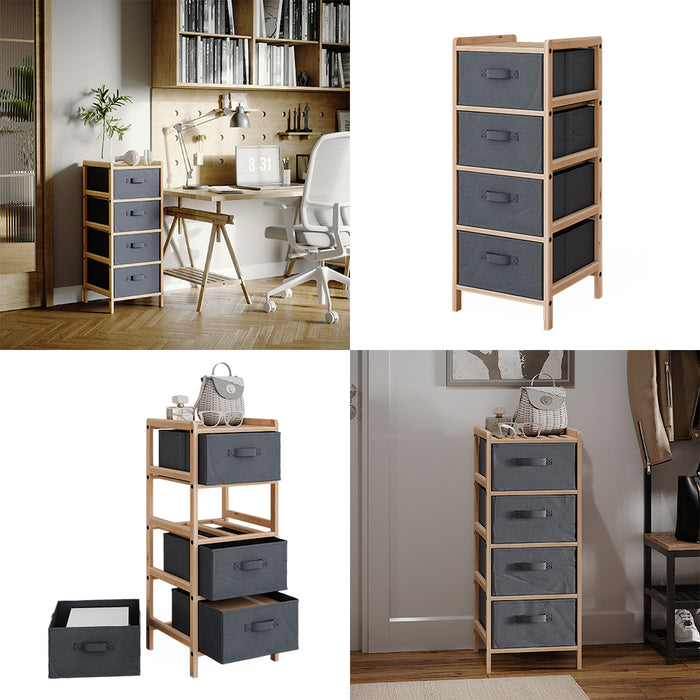 Vicco Mobile da bagno Grigio 34.5 x 86 cm con 4 cassetti in tessuto