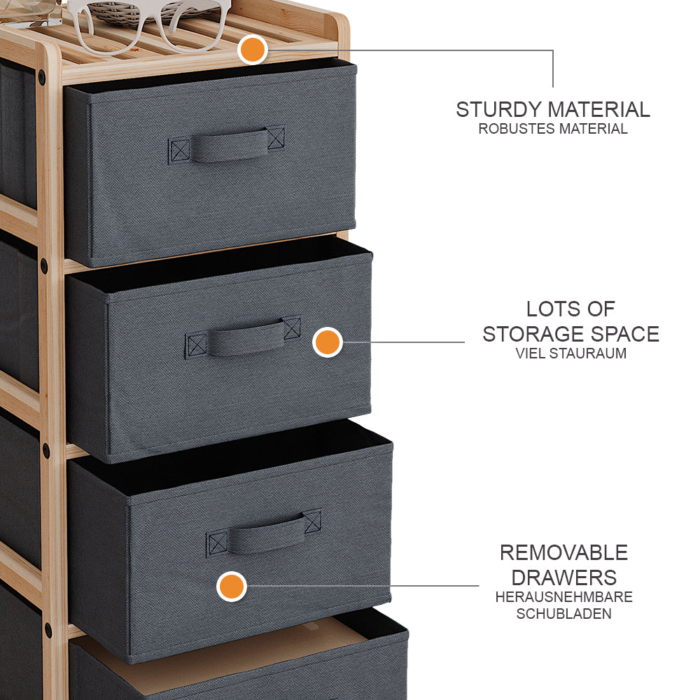 Vicco Mobile da bagno Grigio 34.5 x 86 cm con 4 cassetti in tessuto